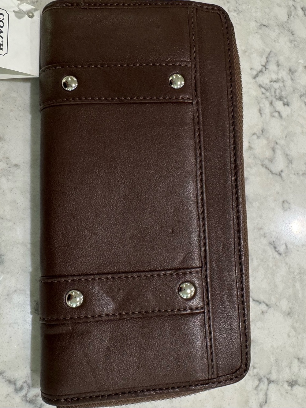 Coach Vintage Zoe F43384 mahogany brown leather accordion wallet NWT - Picture 3 of 6